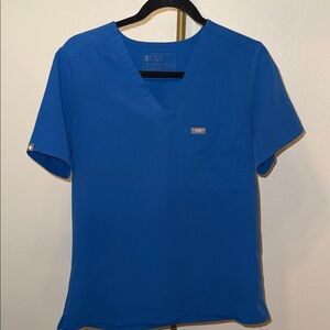 Figs Royal Blue V-Neck Scrub Top